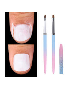 Pinceles de Limpieza para Uñas INENK - 2 Pcs Redondos y Angulados
