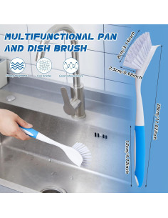 Hsei Cepillo de Cocina Azul 6 Pcs con Mango Largo y Cerdas Duras 2