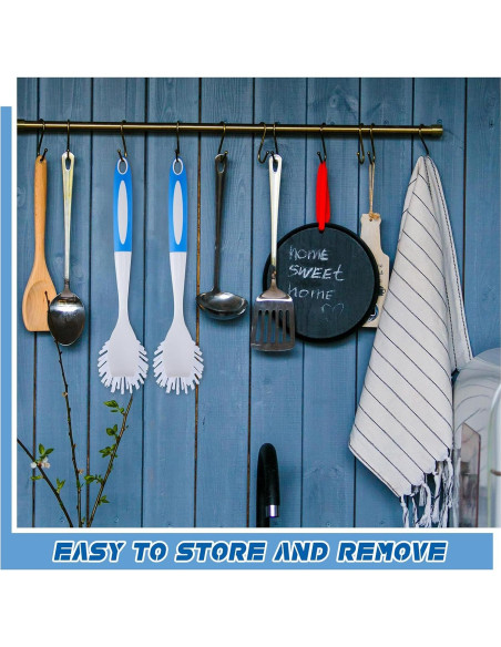 Hsei Cepillo de Cocina Azul 6 Pcs con Mango Largo y Cerdas Duras