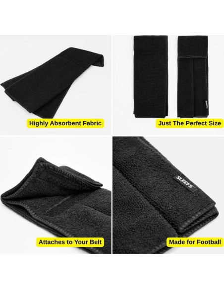 Toalla de Fútbol SLEEFS Negra 100% Algodón 36.8x10.2 cm