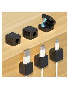 Paquete de 6 Clips Magnéticos Vortexain para Cables Negro