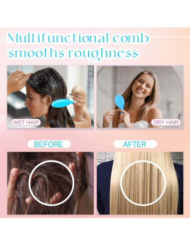 24 Mini Cepillos para el Cabello Azul - Viaje y Desenredar