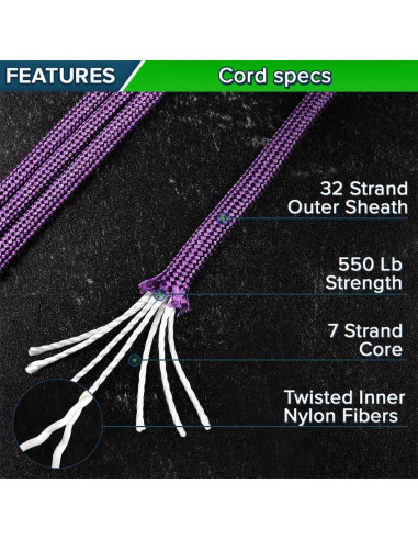 Cuerda Paracord 550 Paracord Planet - 3 a 305 Metros - Nylon