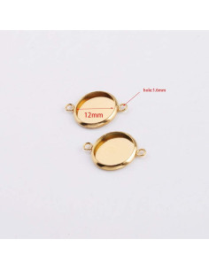 20 Piezas Bandeja Conector Cabochón Acero Inoxidable 12mm 2
