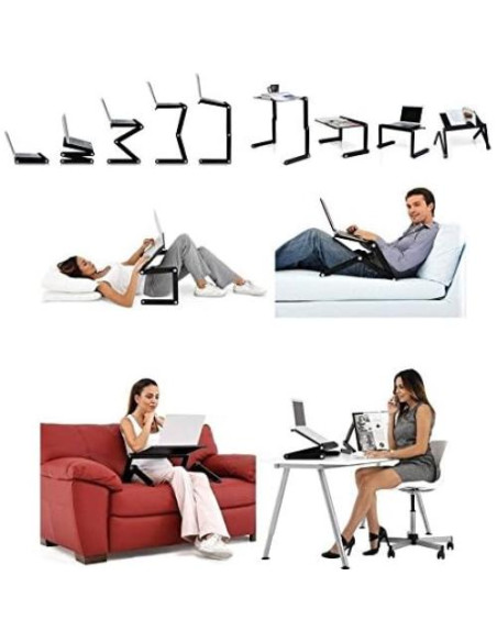 Soporte de Mesa Ajustable Zippace para Laptop con Ventilador Negro