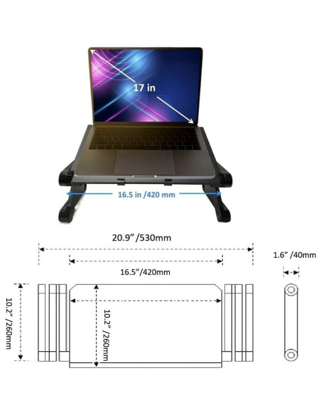 Soporte de Mesa Ajustable Zippace para Laptop con Ventilador Negro