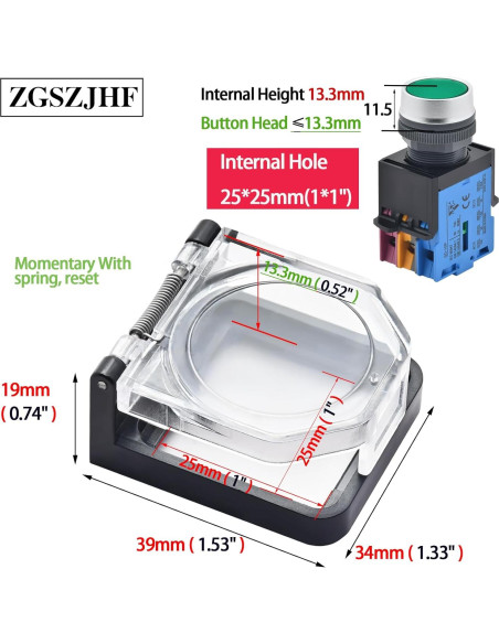Cubierta de Interruptor de Botón ZGSZJHF 10 Pcs 39x34mm Impermeable