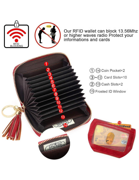 Monedero Pequeño APHISON RFID para Mujeres 1927 Rojo