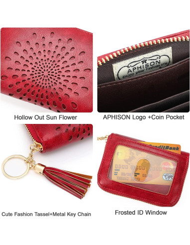 Monedero Pequeño APHISON RFID para Mujeres 1927 Rojo