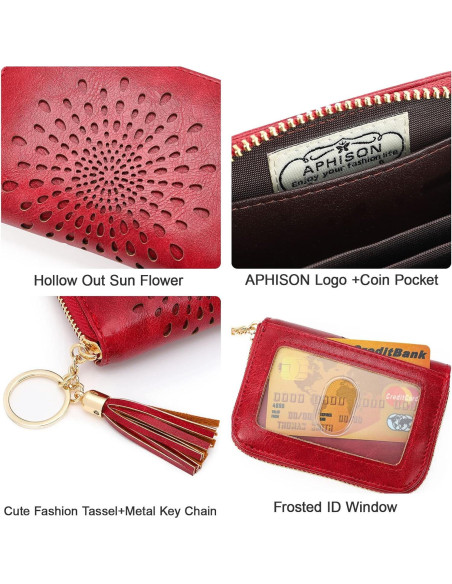 Monedero Pequeño APHISON RFID para Mujeres 1927 Rojo