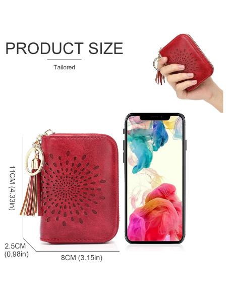 Monedero Pequeño APHISON RFID para Mujeres 1927 Rojo