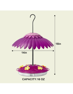 Comedero para Colibríes Beserie 16 oz con Baffle 14" Púrpura 2