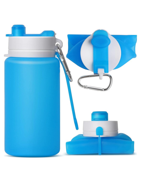 Botella de Agua Plegable MCOMCE 550ml Libre de BPA Azul Botella de Agua Plegable MCOMCE 550ml Libre de BPA Azul