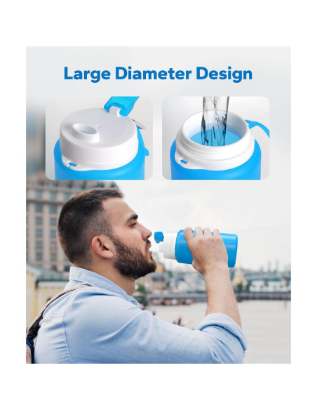 Botella de Agua Plegable MCOMCE 550ml Libre de BPA Azul Botella de Agua Plegable MCOMCE 550ml Libre de BPA Azul