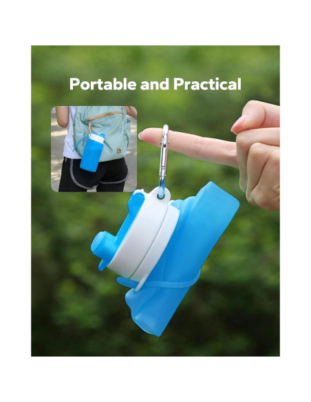 Botella de Agua Plegable MCOMCE 550ml Libre de BPA Azul Botella de Agua Plegable MCOMCE 550ml Libre de BPA Azul