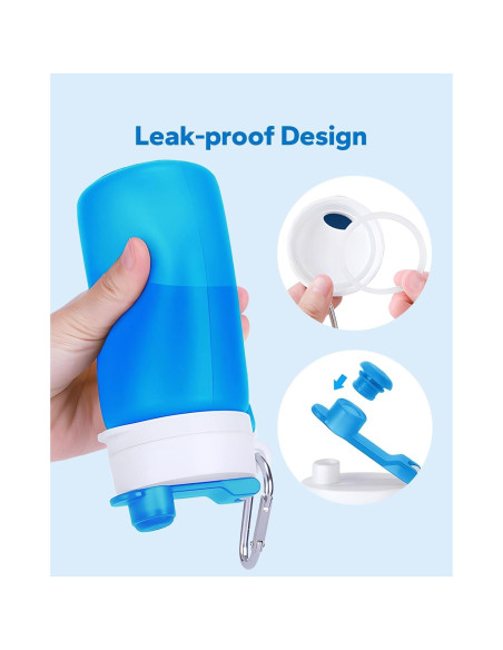 Botella de Agua Plegable MCOMCE 550ml Libre de BPA Azul Botella de Agua Plegable MCOMCE 550ml Libre de BPA Azul
