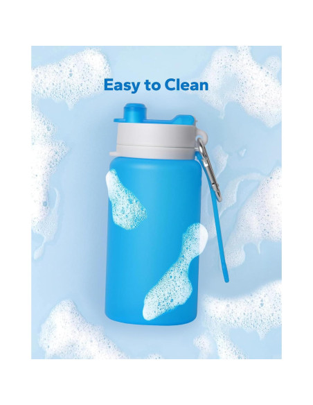 Botella de Agua Plegable MCOMCE 550ml Libre de BPA Azul Botella de Agua Plegable MCOMCE 550ml Libre de BPA Azul