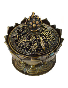 Quemador de Incienso Flor de Loto Felice Ann Metal Bronce 7.5cm