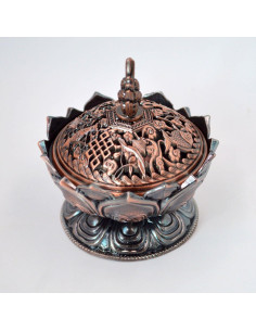 Quemador de Incienso Flor de Loto Felice Ann Metal Bronce 7.5cm 2