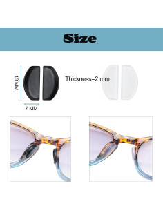 Almohadillas para nariz de gafas Omnful 10 pares negras 2mm 2