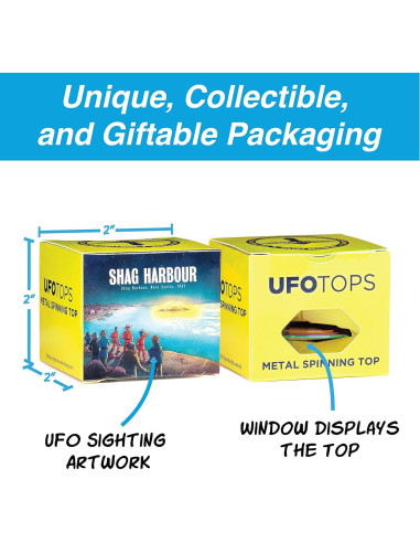 Peonza de Metal UFO Tops Shag Harbour Titanio Negro 5cm