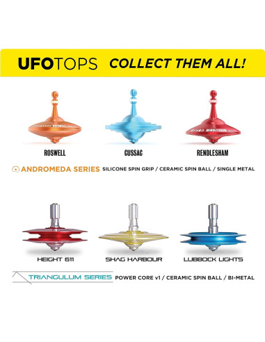 Peonza de Metal UFO Tops Shag Harbour Titanio Negro 5cm