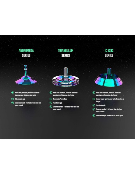 Peonza de Metal UFO Tops Shag Harbour Titanio Negro 5cm