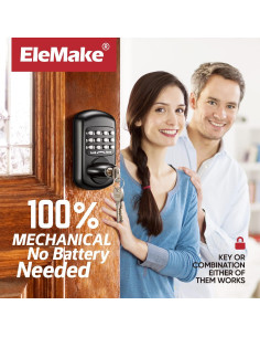 Cerradura de puerta mecánica Bravex con teclado sin llave negra 2