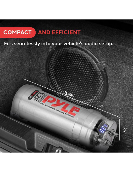Capacitor Digital de Potencia Pyle 3.2 Faradios para Auto