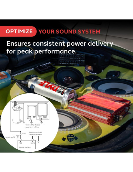Capacitor Digital de Potencia Pyle 3.2 Faradios para Auto