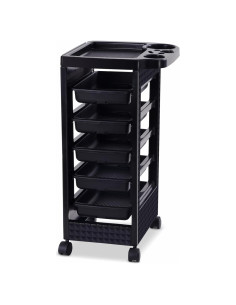 Carro de salón Paddie Negro con 5 Cajones y Ruedas