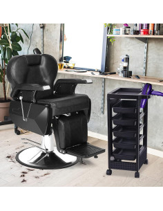 Carro de salón Paddie Negro con 5 Cajones y Ruedas 2