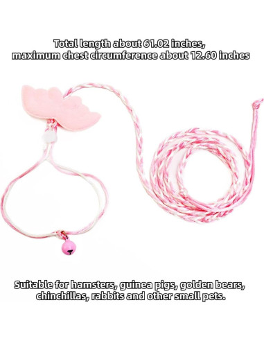 Arnés Ajustable para Hámster Copfeu con Correa y Campana Rosa