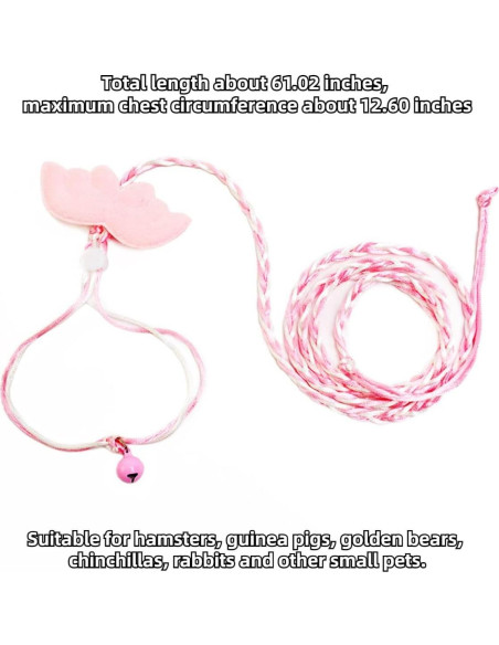 Arnés Ajustable para Hámster Copfeu con Correa y Campana Rosa