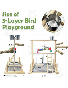 Gimnasio para Aves de Madera Natural Kathson 37.6x23.9 cm 2