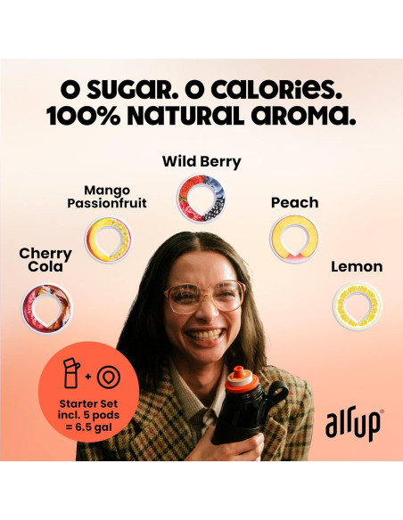 Botella de Agua Air Up 655 ml Naranja Eléctrico con 5 Cápsulas