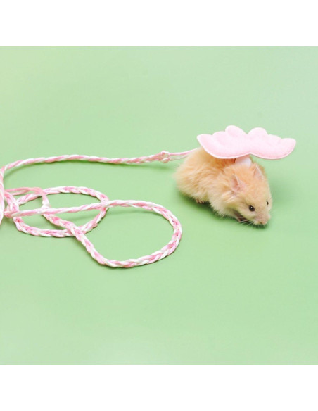Arnés Ajustable para Hámster Copfeu con Correa y Campana Rosa
