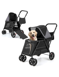 Cochecito para perros PETSITE Plegable 4 Ruedas Negro 30 kg