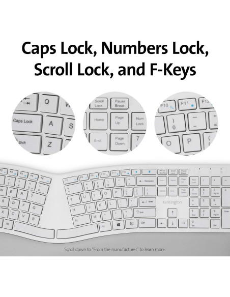 Teclado Inalámbrico Ergonómico Kensington Pro Fit K75402US - Gris