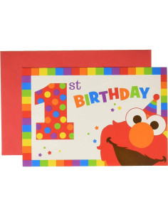 Invitaciones Postales Elmo Cumple Uno Amscan 8 Unidades 10.8x15.9cm 2