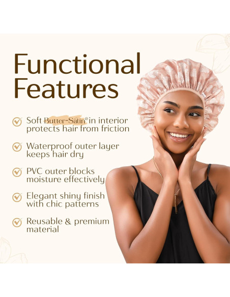 Gorro de Ducha Yanibest Rosa Impermeable Doble Capa Reutilizable Gorro de Ducha Yanibest Rosa Impermeable Doble Capa Reutilizable