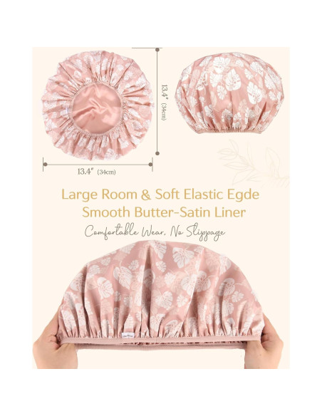 Gorro de Ducha Yanibest Rosa Impermeable Doble Capa Reutilizable Gorro de Ducha Yanibest Rosa Impermeable Doble Capa Reutilizable