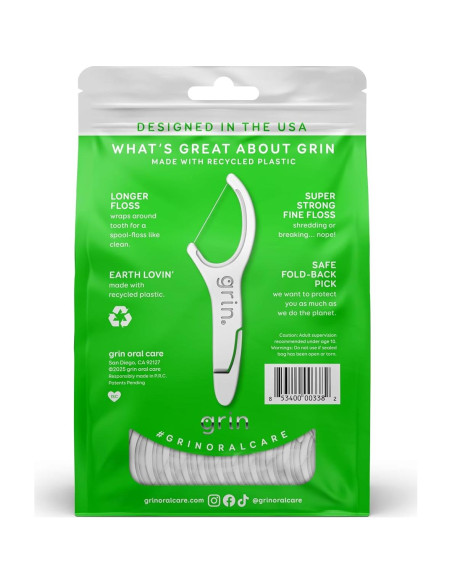 Hilo Dental Grin Cuidado Oral 150 Unidades Sabor Menta