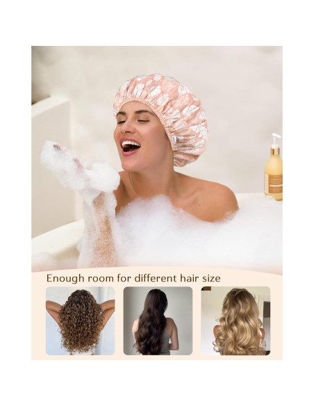 Gorro de Ducha Yanibest Rosa Impermeable Doble Capa Reutilizable Gorro de Ducha Yanibest Rosa Impermeable Doble Capa Reutilizable