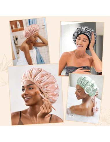 Gorro de Ducha Yanibest Rosa Impermeable Doble Capa Reutilizable