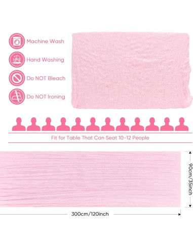 Paquete de 2 Caminos de Mesa de Gasa Rosa Claro 305x89 cm