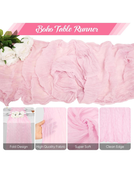 Paquete de 2 Caminos de Mesa de Gasa Rosa Claro 305x89 cm