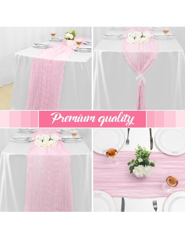 Paquete de 2 Caminos de Mesa de Gasa Rosa Claro 305x89 cm