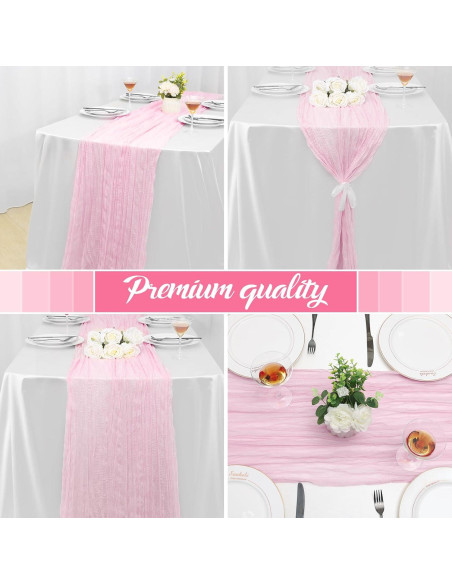Paquete de 2 Caminos de Mesa de Gasa Rosa Claro 305x89 cm