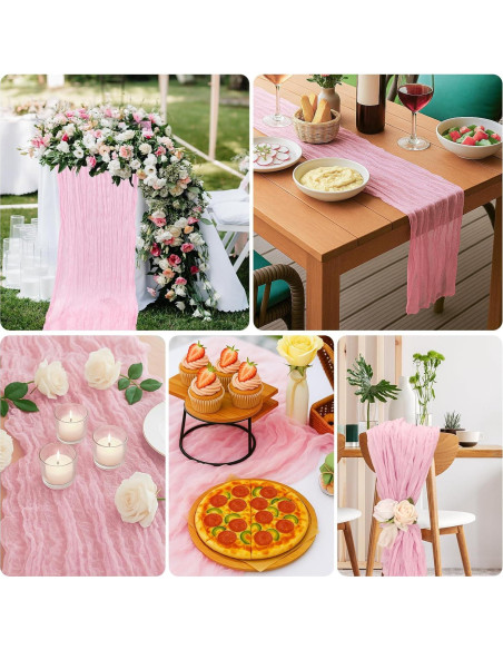 Paquete de 2 Caminos de Mesa de Gasa Rosa Claro 305x89 cm